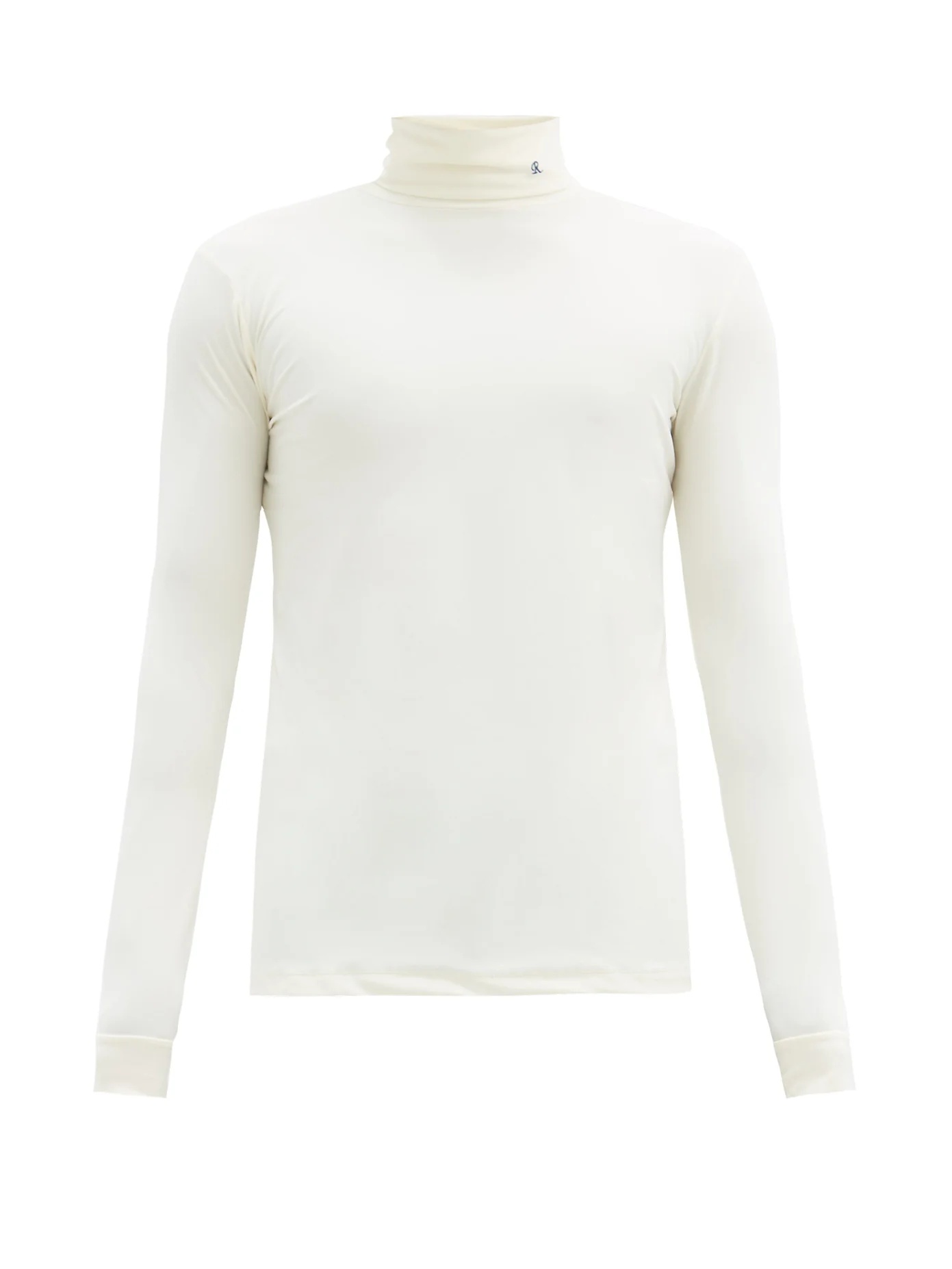 R-embroidered roll-neck jersey top - 1