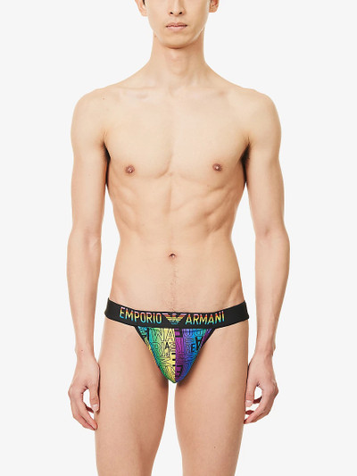 EMPORIO ARMANI Rainbow-logo pack of two stretch-cotton jockstraps outlook