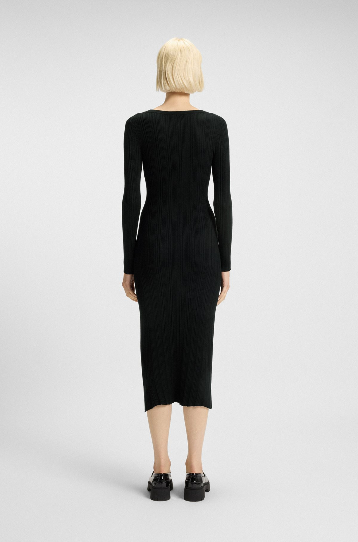 SLIM-FIT MIDI DRESS IN RIBBED CREPE FABRIC - 5