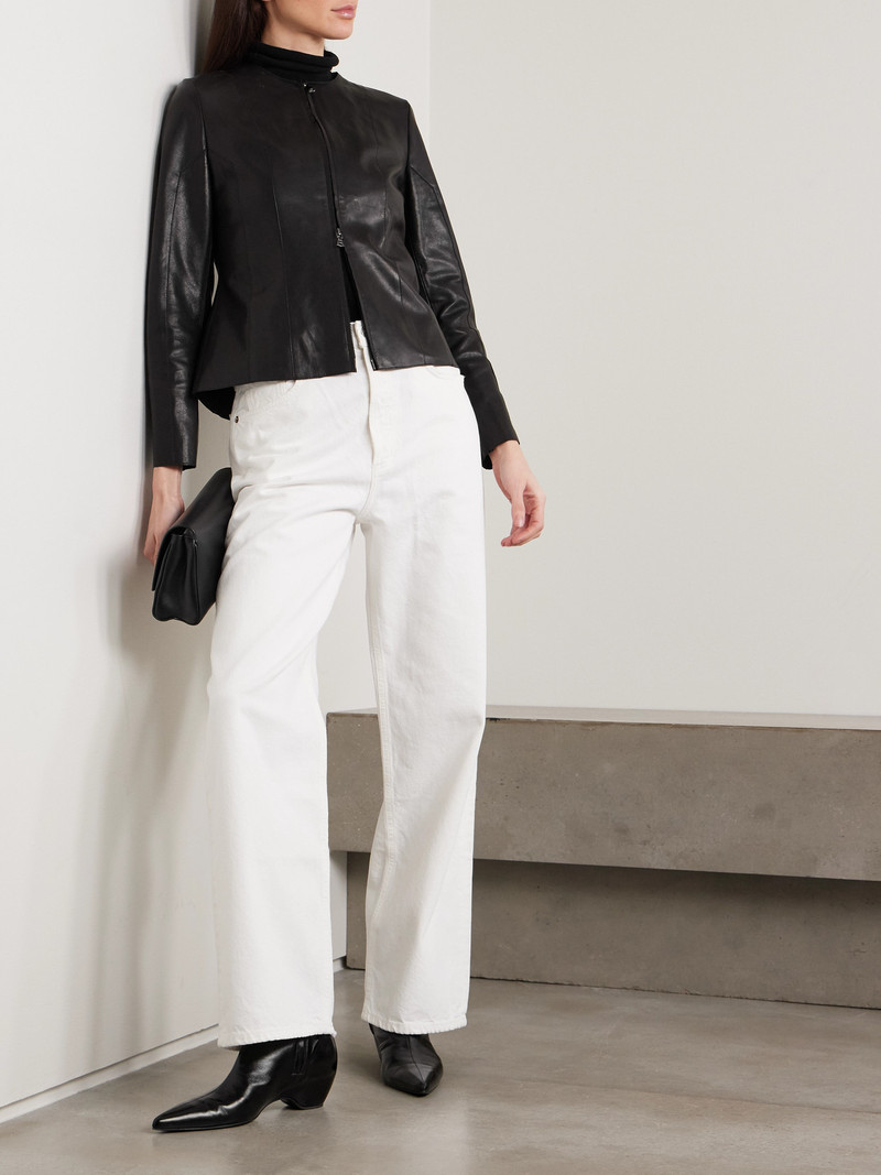 NOUR HAMMOUR Paneled Leather Jacket outlook