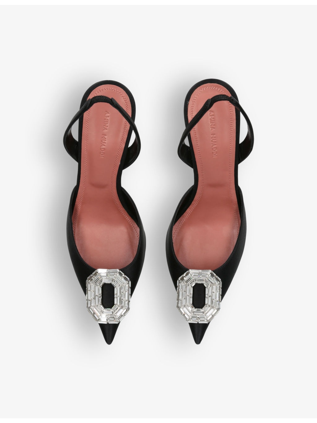 Camelia crystal-embellished satin heeled slingback pumps - 2