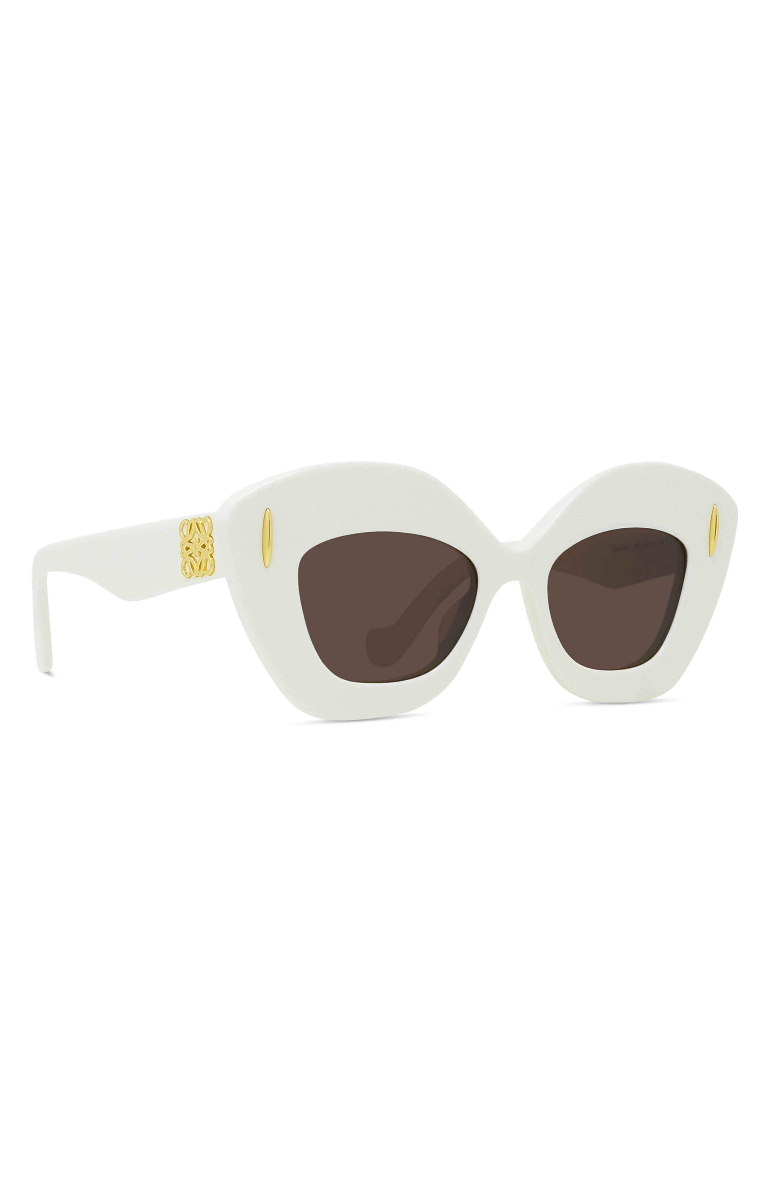 Loewe Anagram 48mm Small Cat Eye Sunglasses in Ivory /Brown at Nordstrom - 2