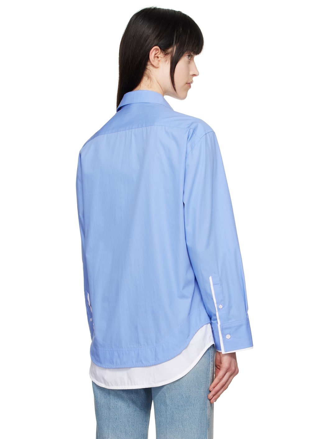 Blue & White Relaxed Double-Layer Shirt - 3