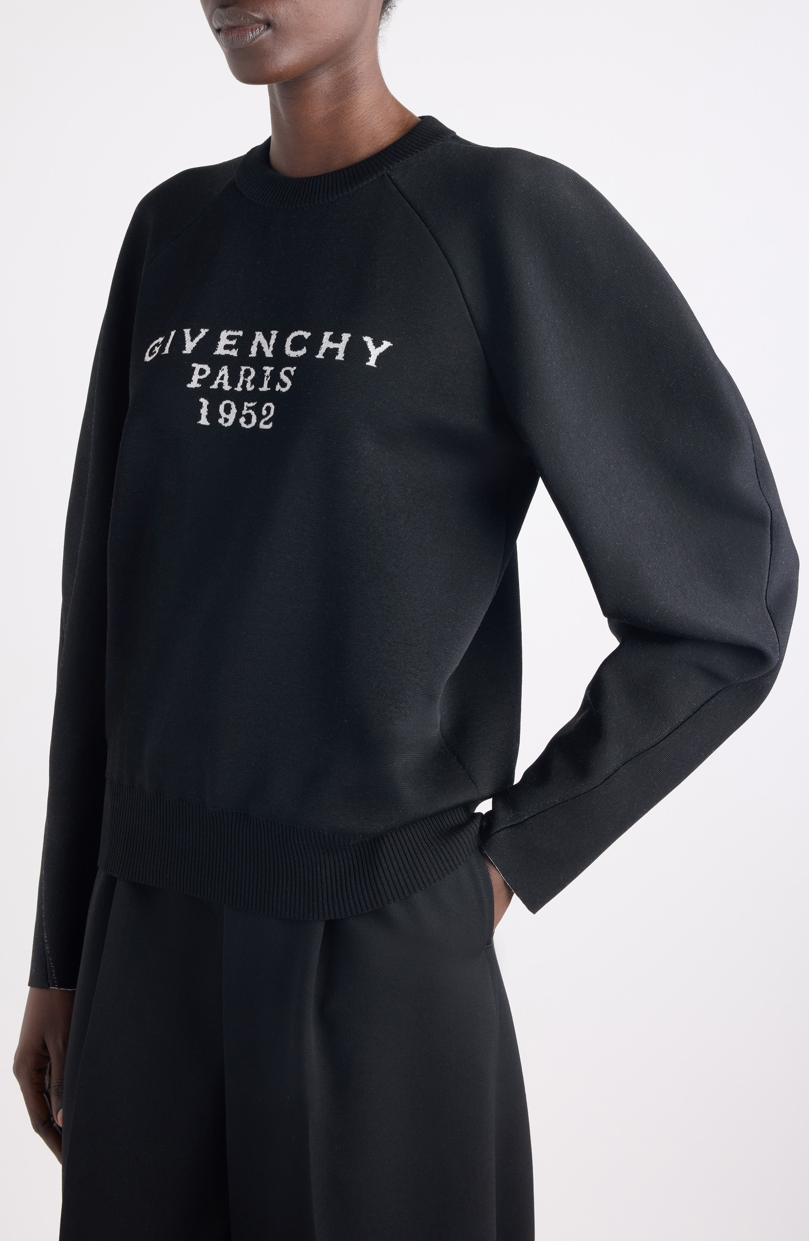 Givenchy Logo Intarsia Crewneck Sweater in Black at Nordstrom - 5