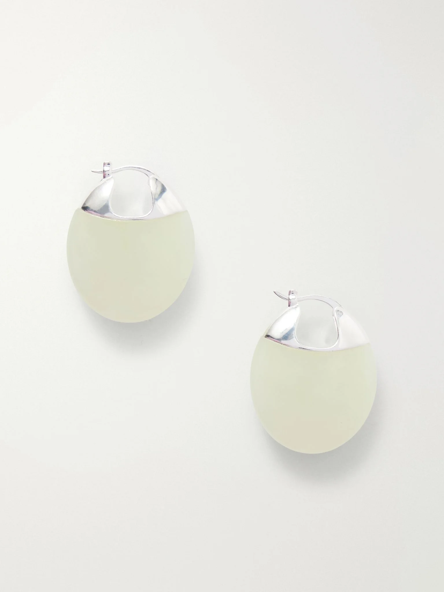 The Erin silver and serpentine hoop earrings Light green - 1