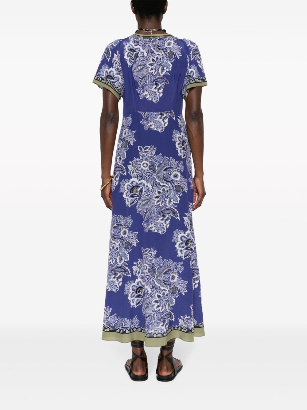 floral-print silk maxi dress - 4