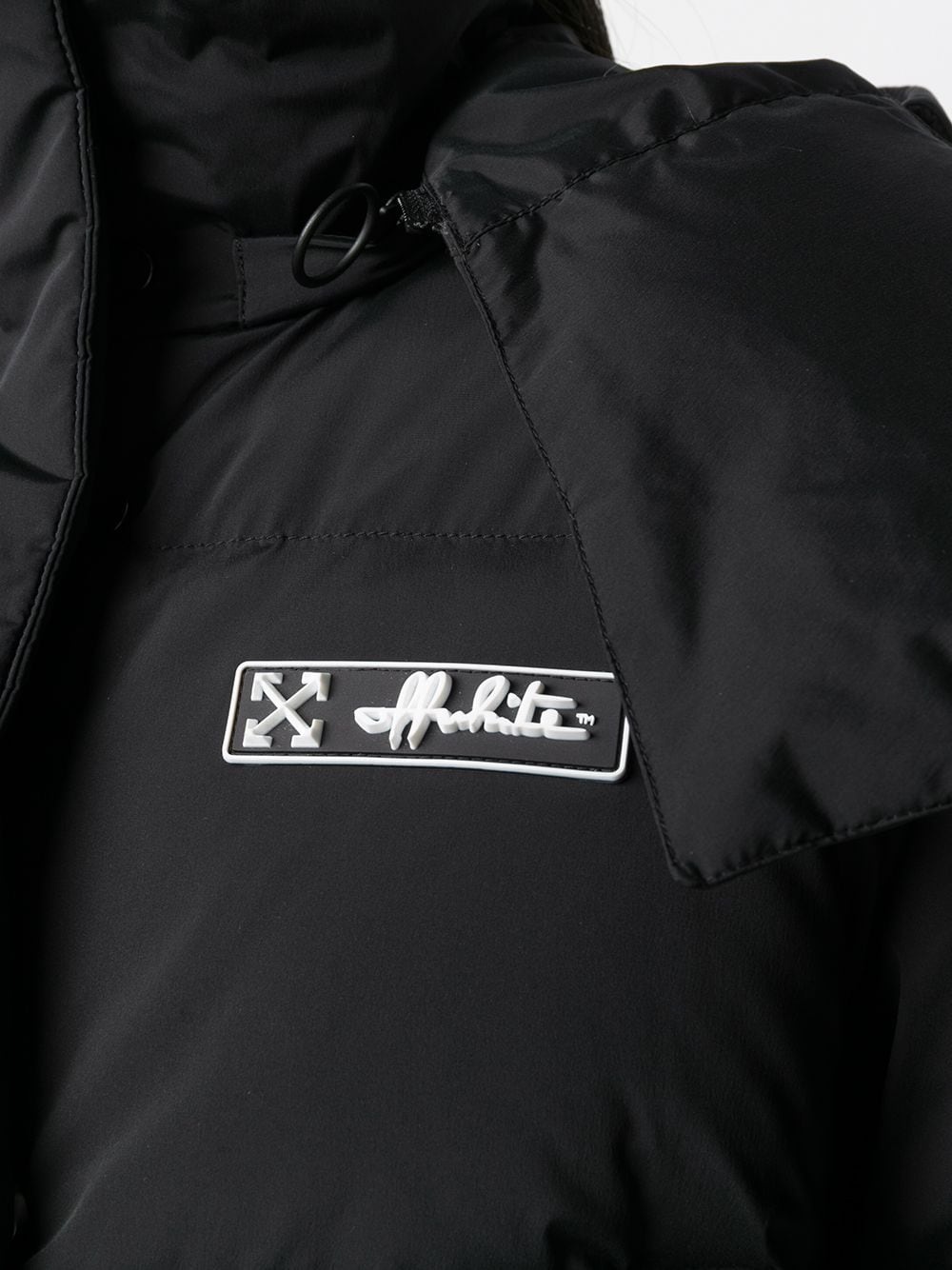 logo-patch short puffer jacket - 5