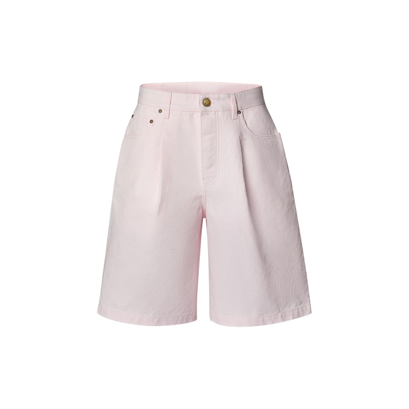 Monogram Needle-Punched Tailored Denim Shorts 1