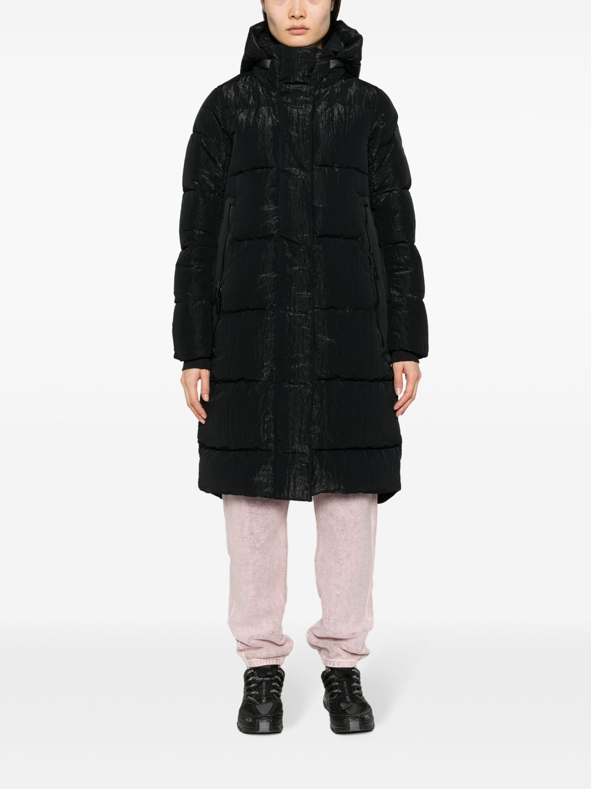 black Byward hooded quilted coat - 2