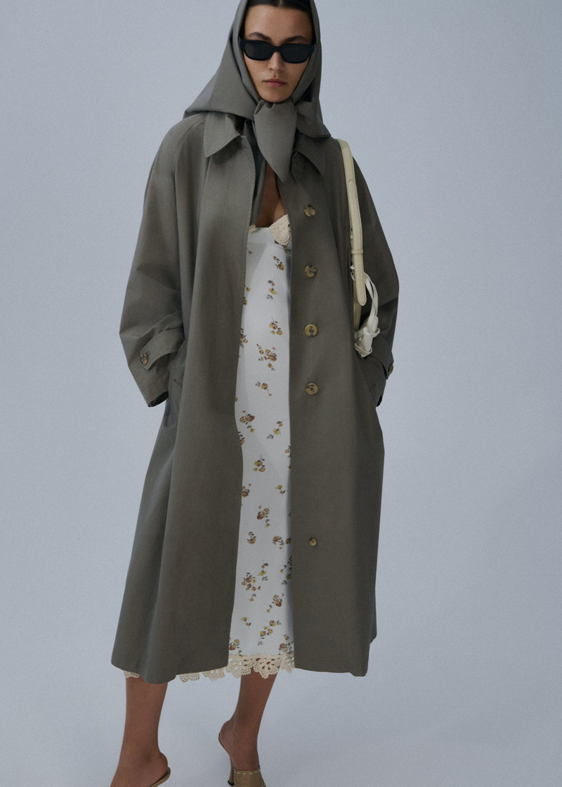 MAGDA BUTRYM Belted cotton trench coat in grey outlook