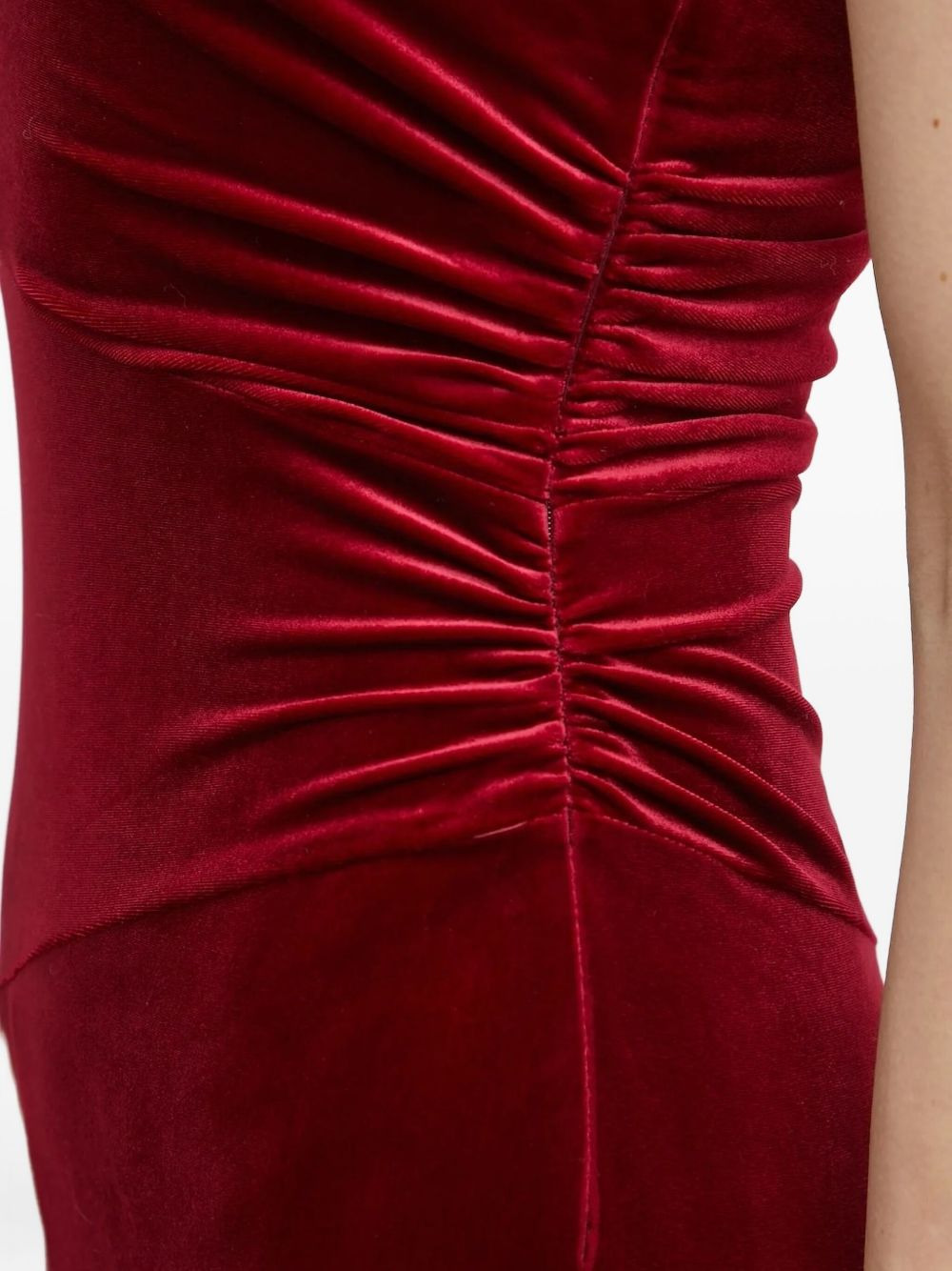 one-shoulder velvet jumpsuit - 5