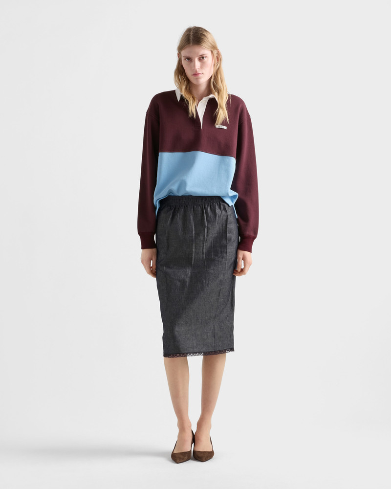 Prada Long-sleeved cotton fleece polo shirt outlook