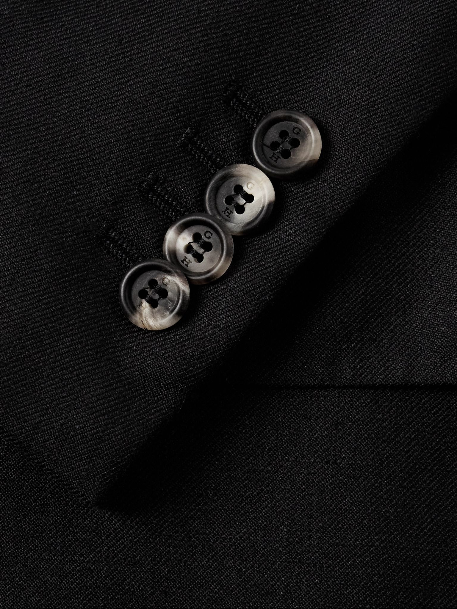 Irving Slim-Fit Unstructured Wool, Silk and Linen-Blend Twill Suit Jacket Black - 4