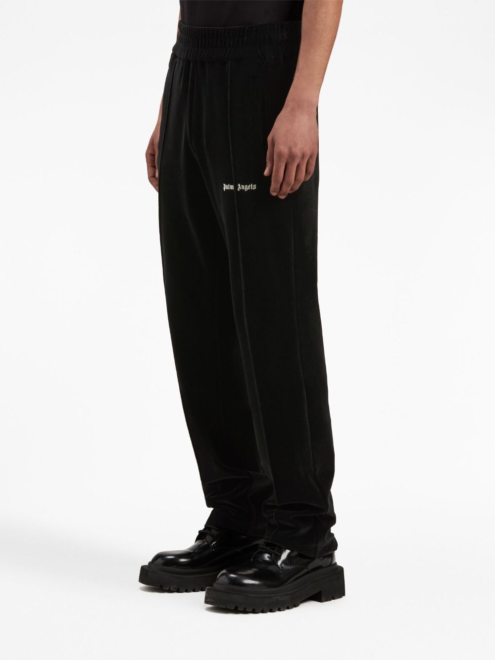 logo-print velvet track pants - 4