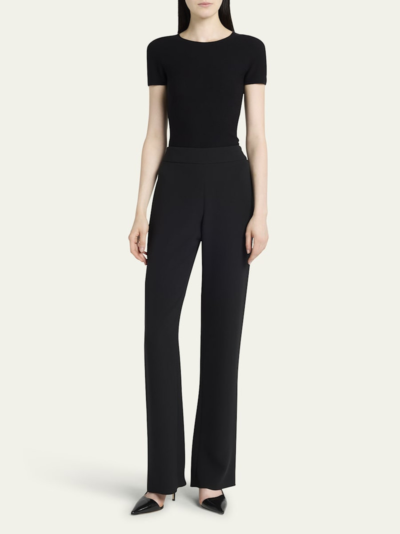 GIORGIO ARMANI Black Cady Straight-Leg Pants outlook