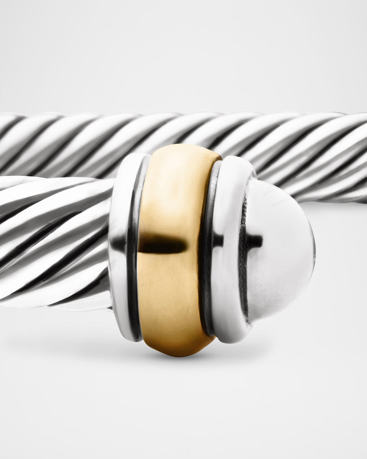 Cable Bracelet in Silver with 18K Gold, 4mm - 5