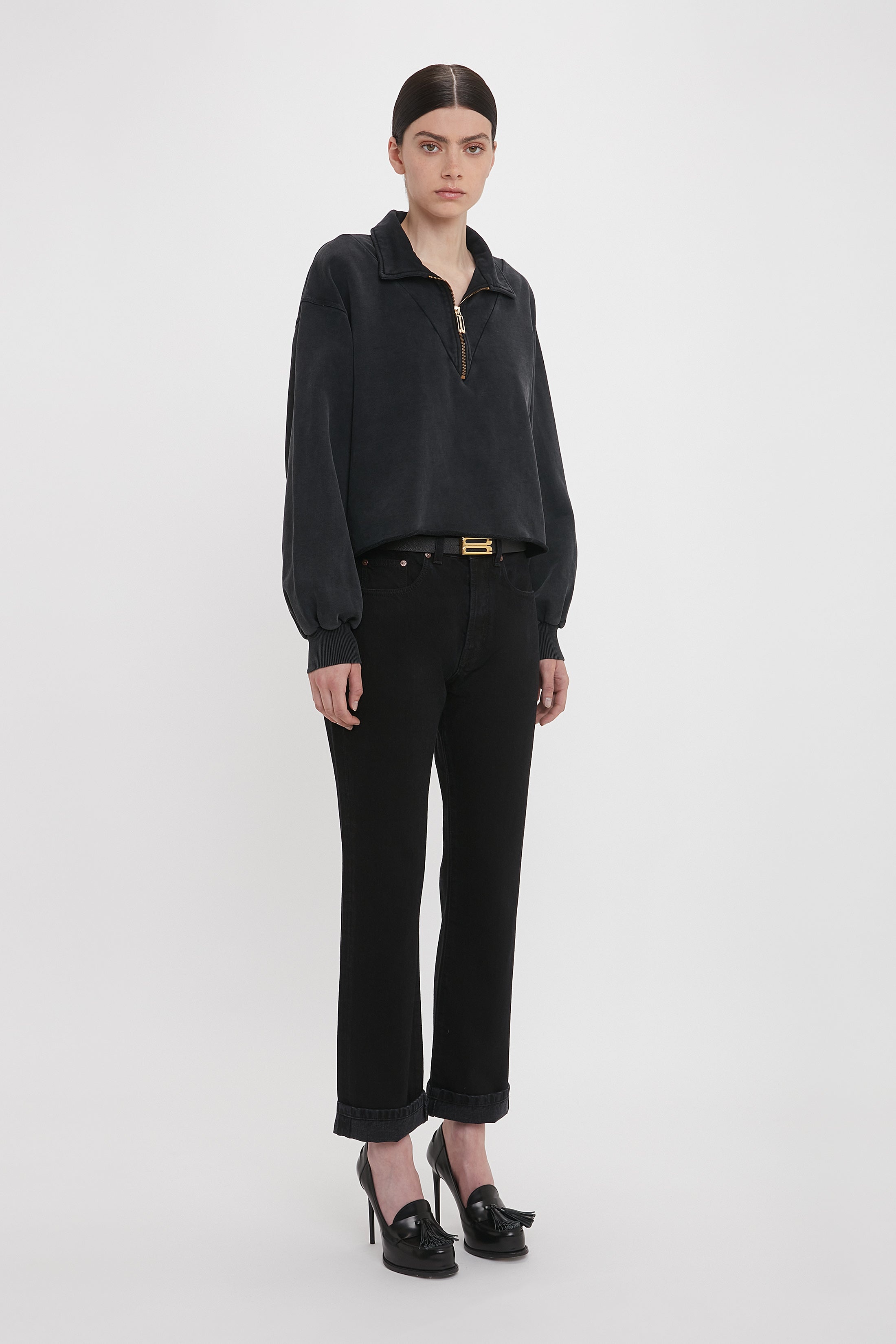Half Zip Sweatshirt In Black - 3