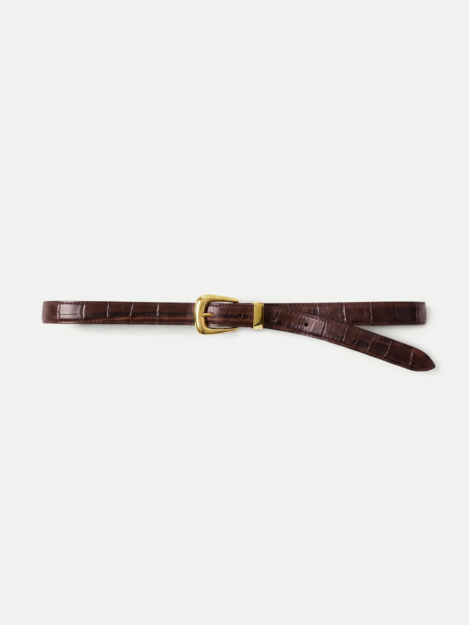 SLIM CROC-EMBOSSED ARCH BELT - 1
