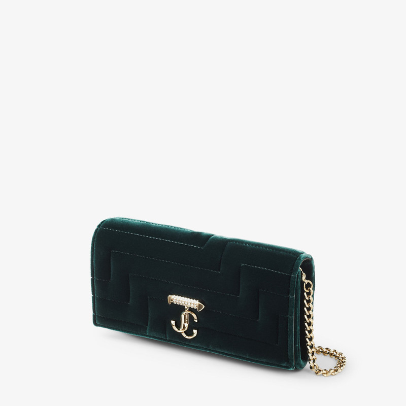 JIMMY CHOO Avenue Wallet with Chain
Dark Green Avenue Velvet Wallet with Chain outlook