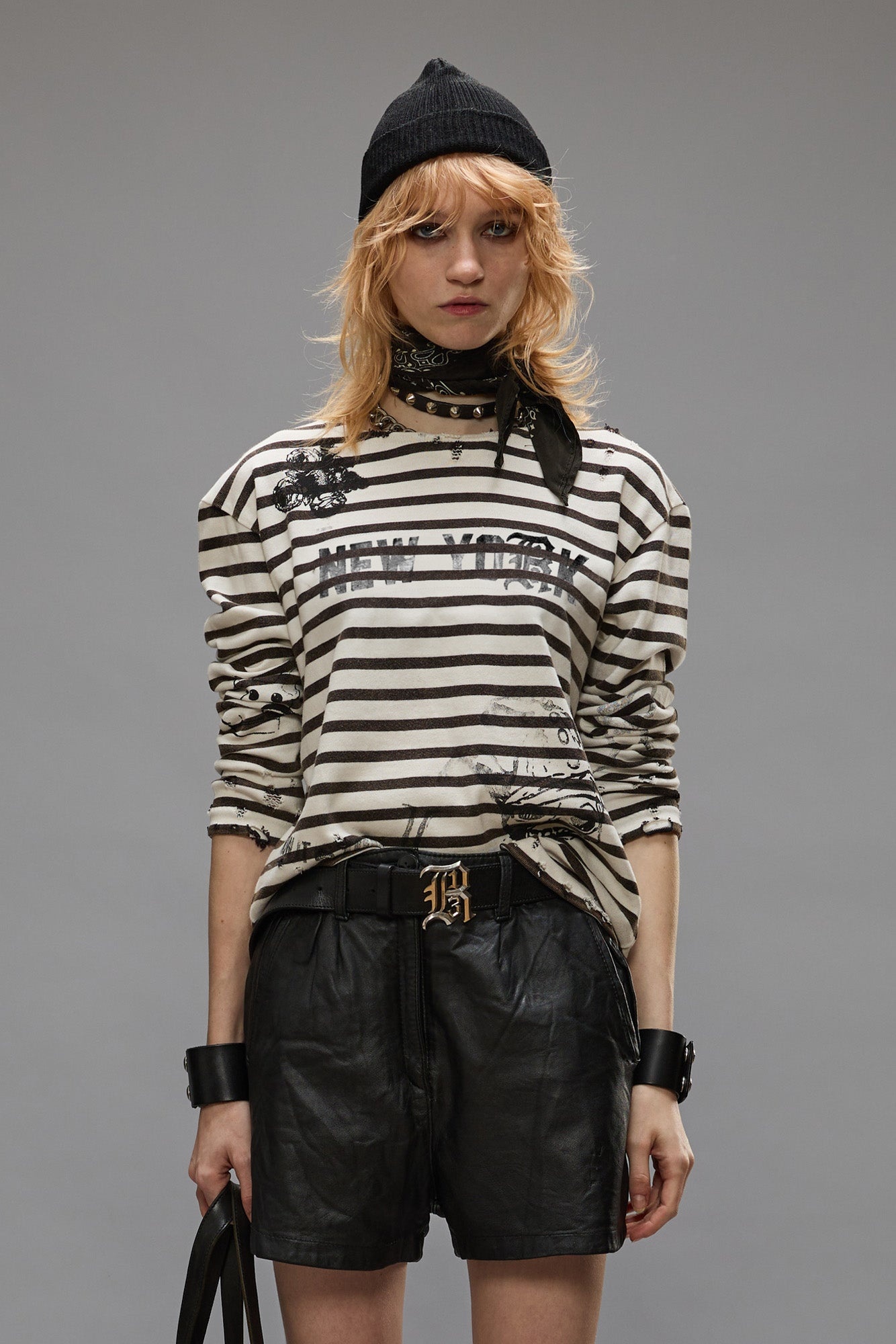 LONG SLEEVE BRETON TEE - BLACK AND WHITE STRIPE - 4