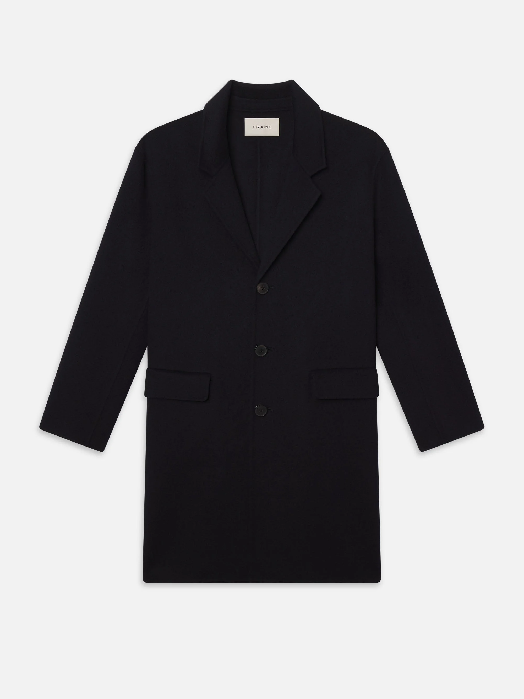 Double Face Wool Overcoat in Dark Navy - 1