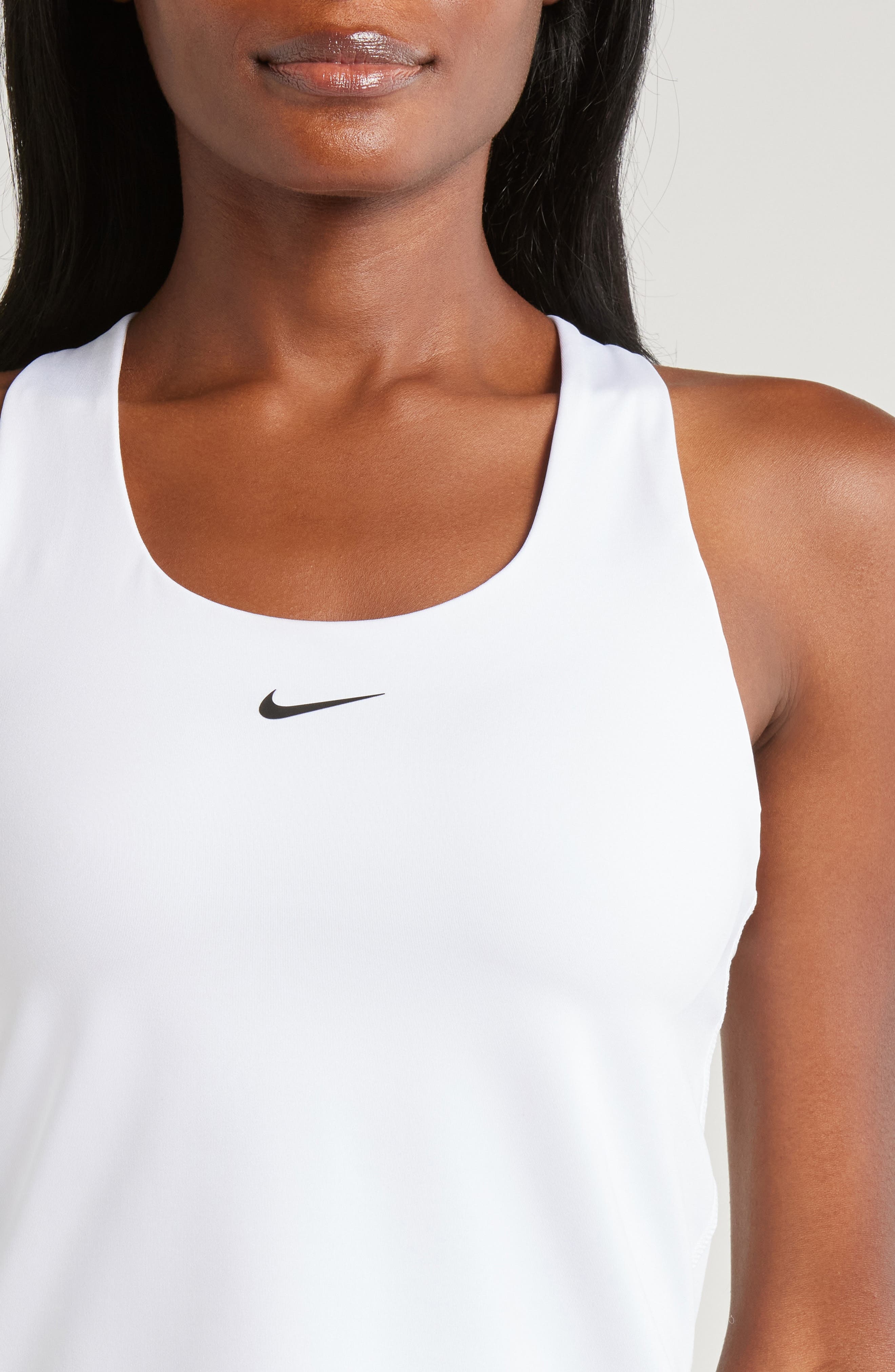 Nike Dri-FIT Swoosh Bra Racerback Tank in 100 White/black at Nordstrom - 4