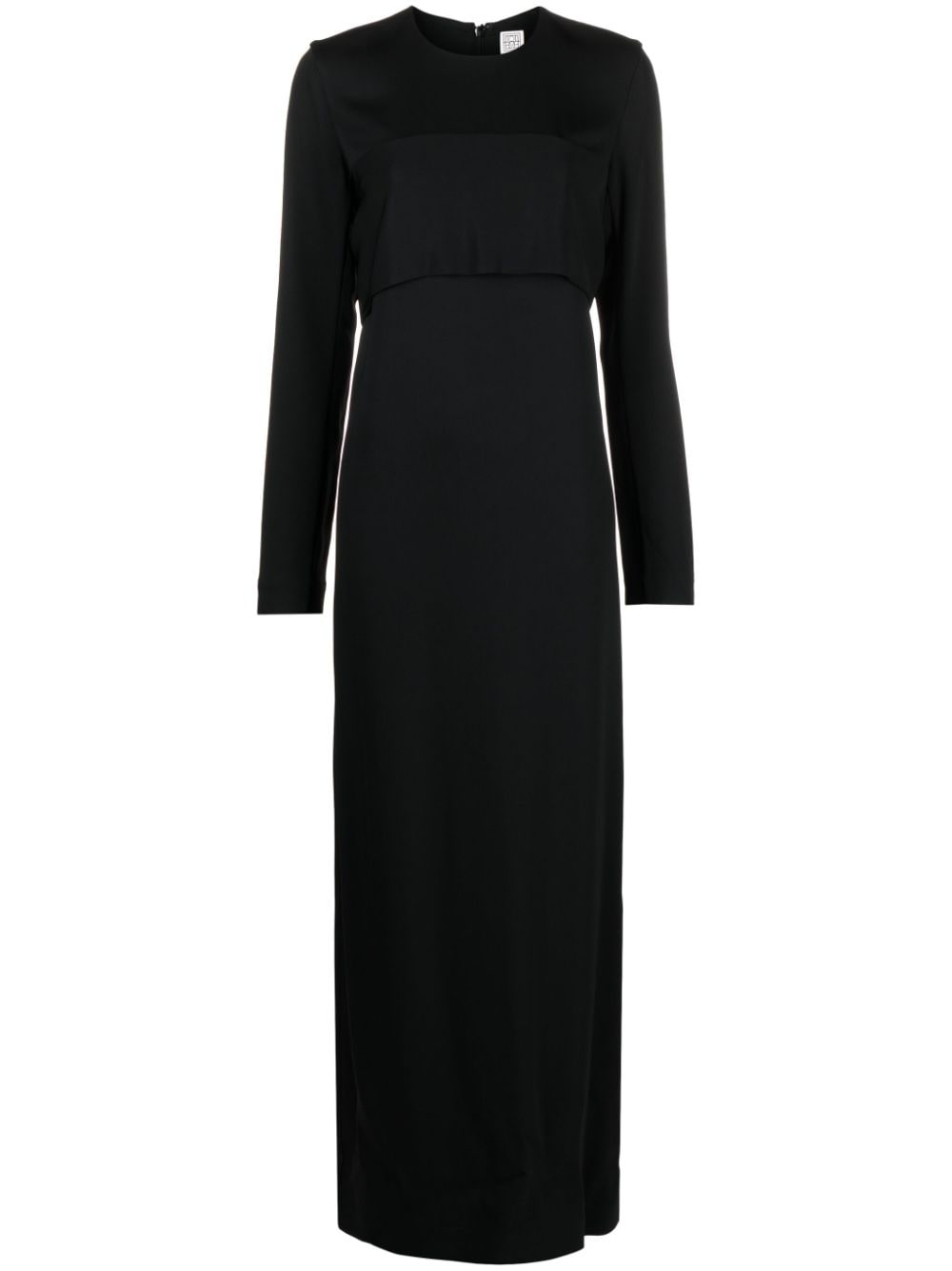 draped crepe maxi dress - 1