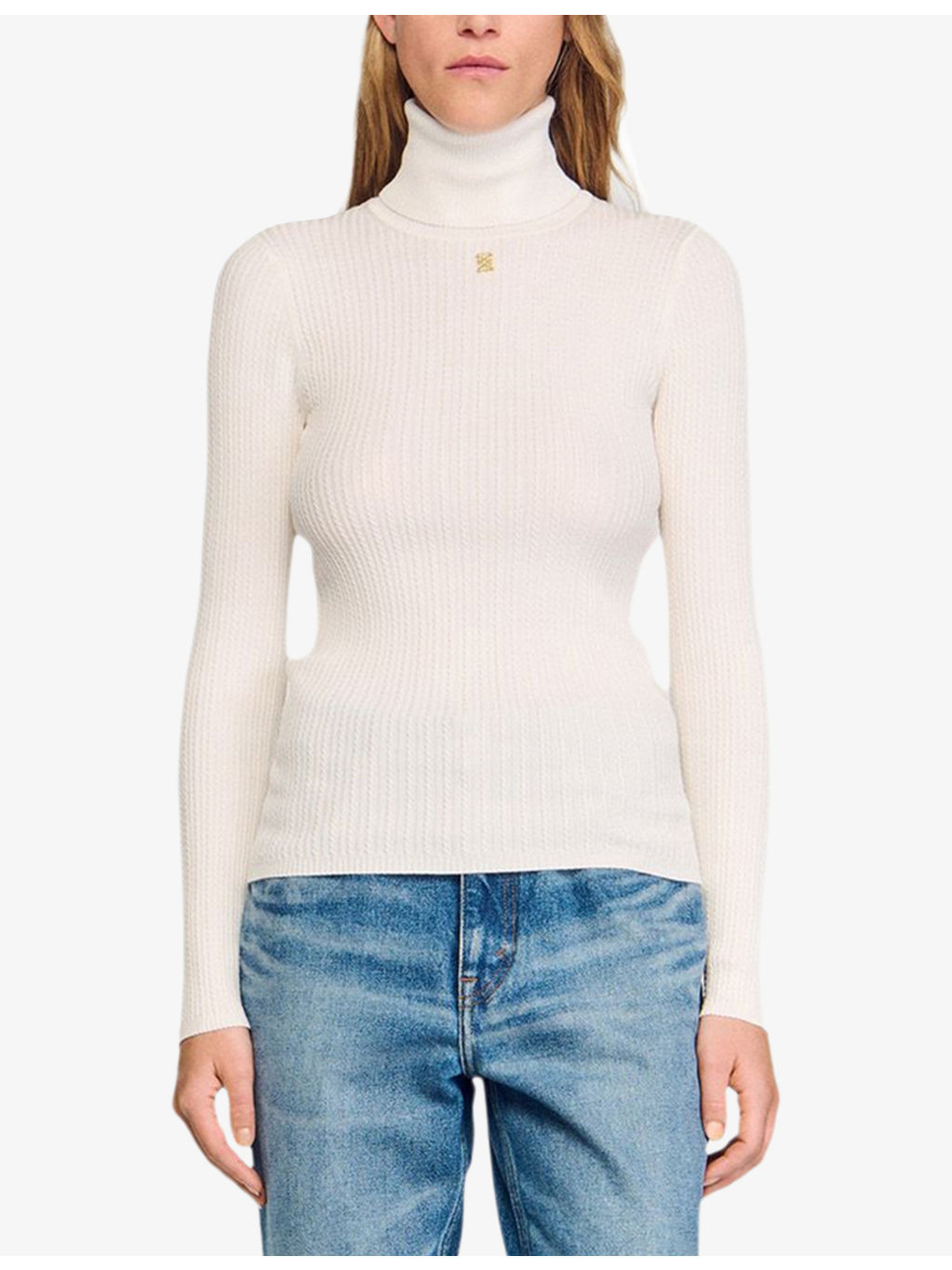 Turtleneck Long-Sleeve Wool Blend Jumper - 3