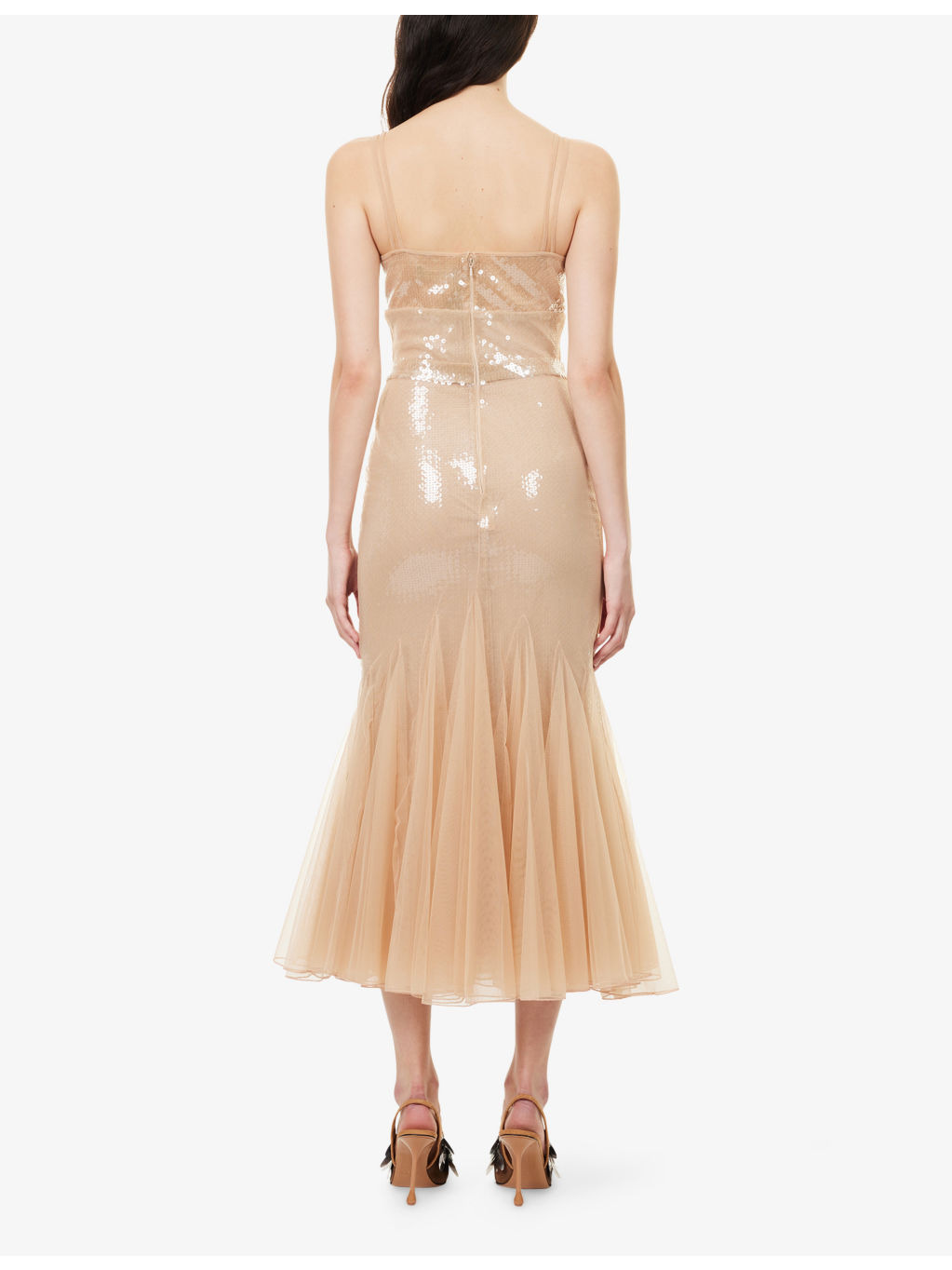 Sequin Ruffled Woven Midi Dress - 4