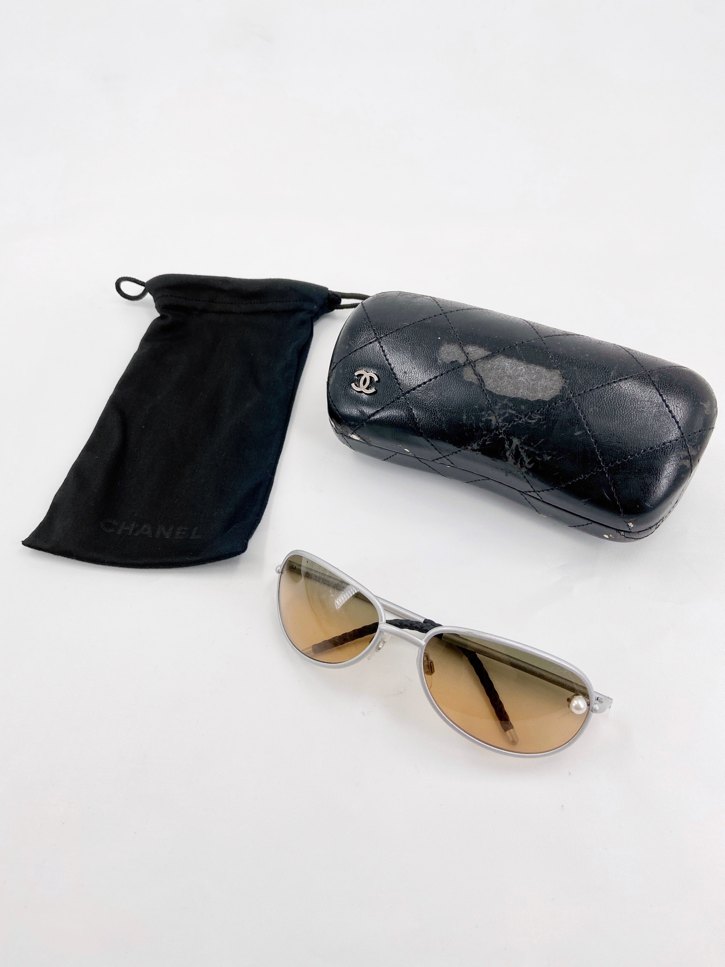 Chanel 00s Karl Lagerfeld Retro Pearl Sunglasses - 2