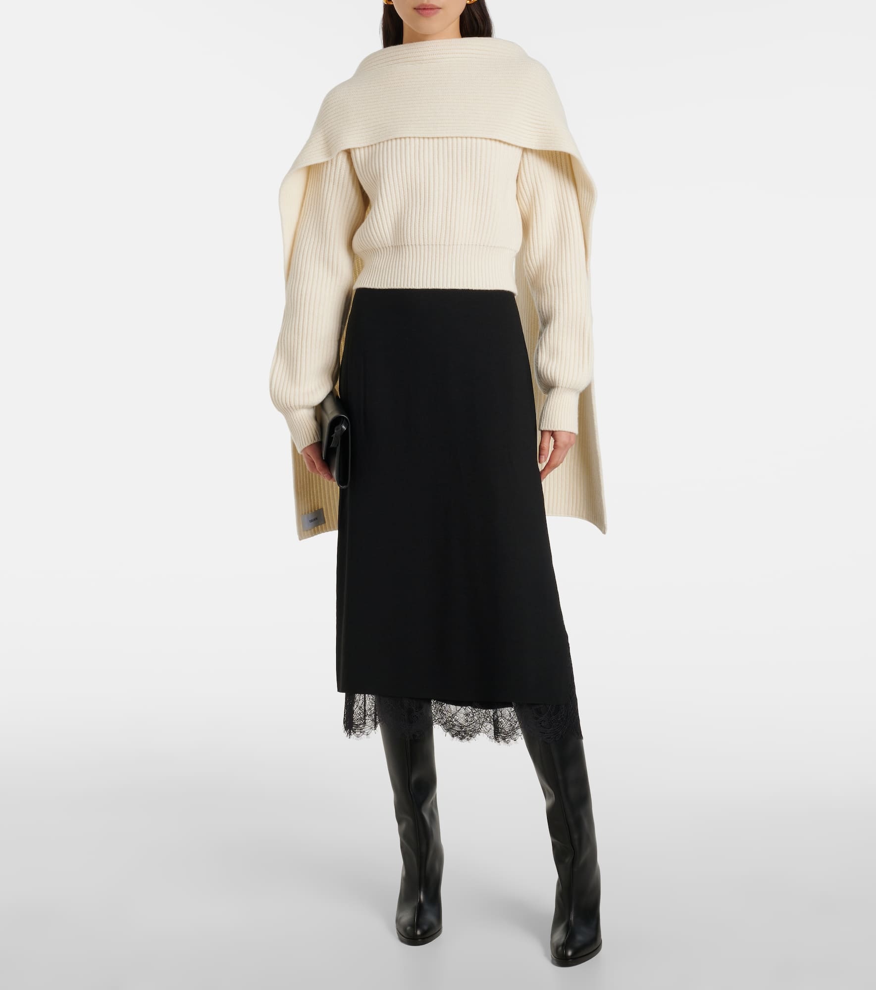 Cropped wool and cashmere scarf sweater - 2
