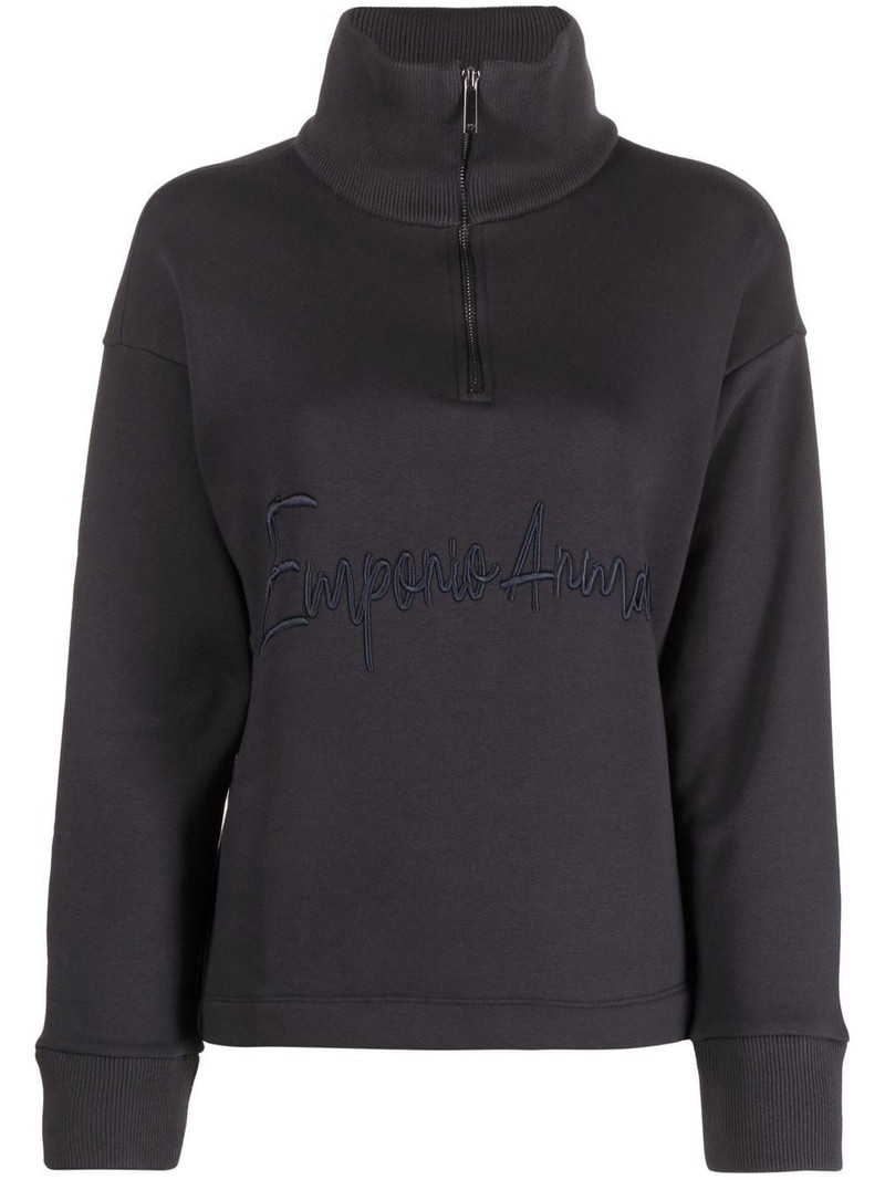 logo-embroidered quarter-zip sweatshirt 1