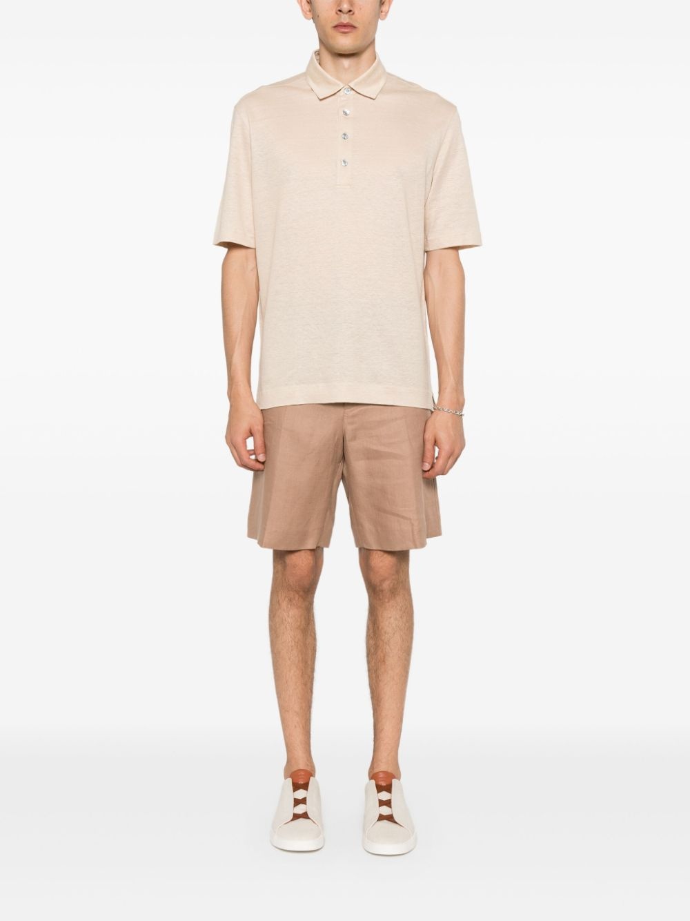 short-sleeve linen polo shirt - 2