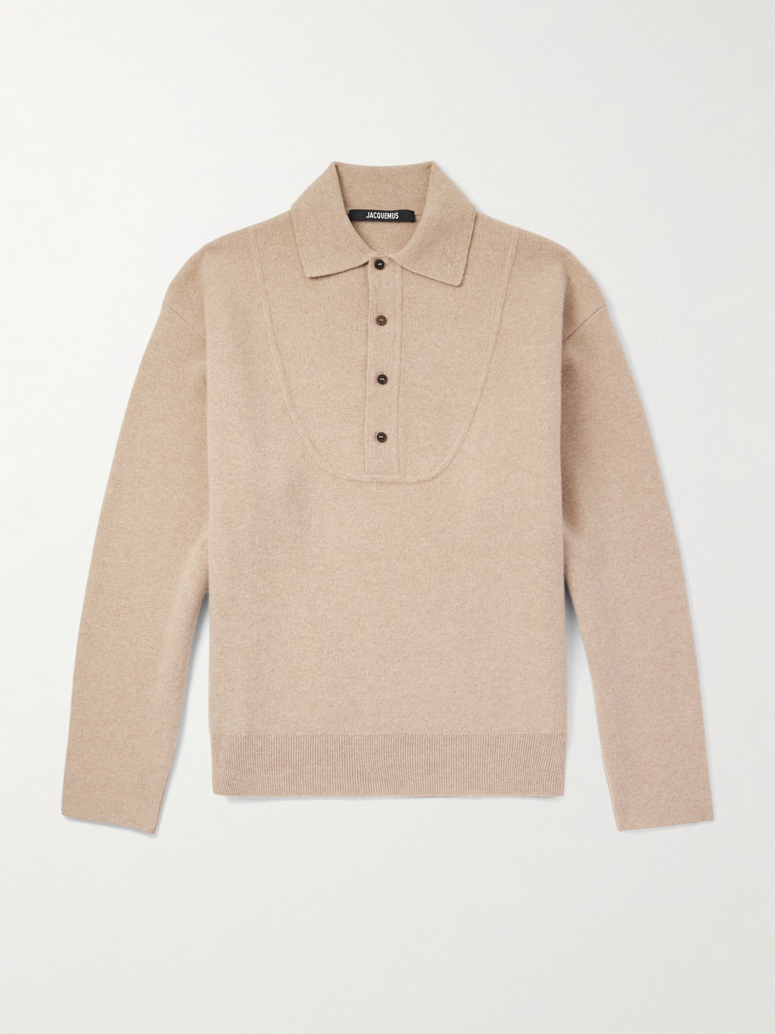 La Maille Vareuse Pallone Wool and Cashmere-Blend Sweater Beige - 1