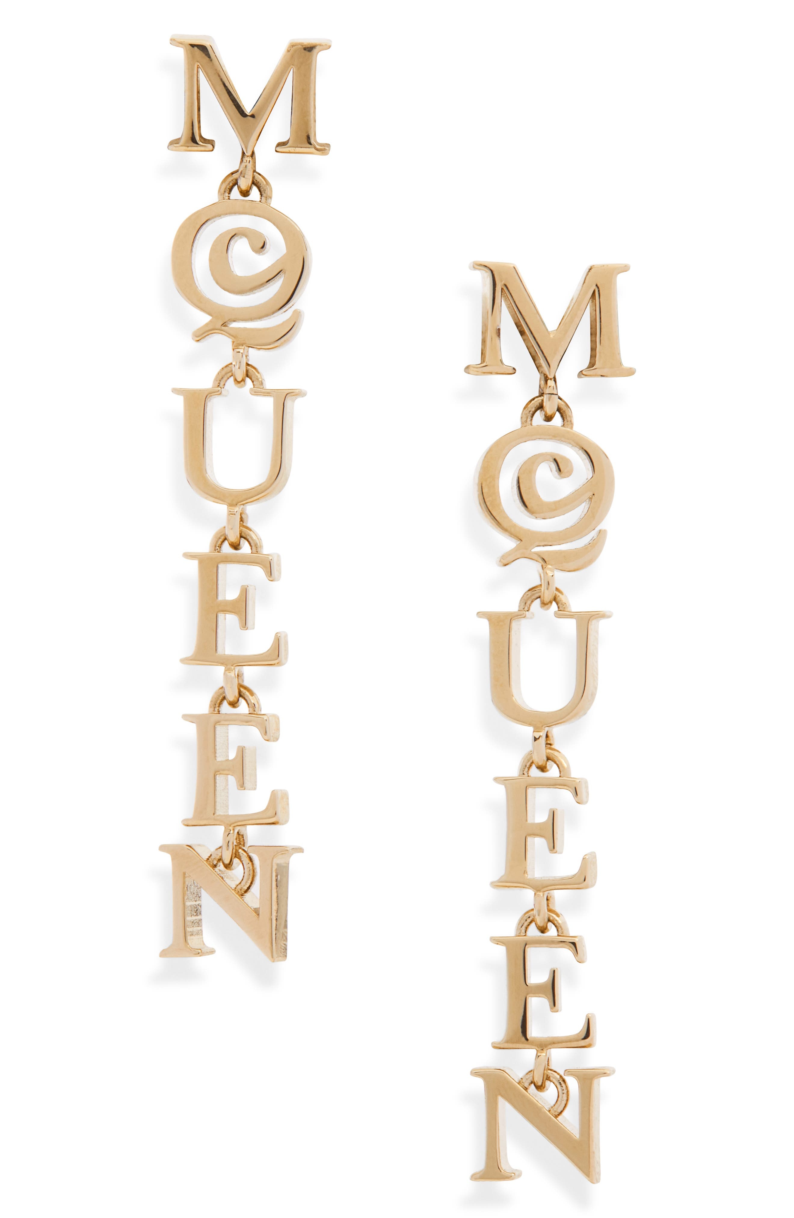 McQueen Logo Drop Earrings in Pale Gold at Nordstrom - 1
