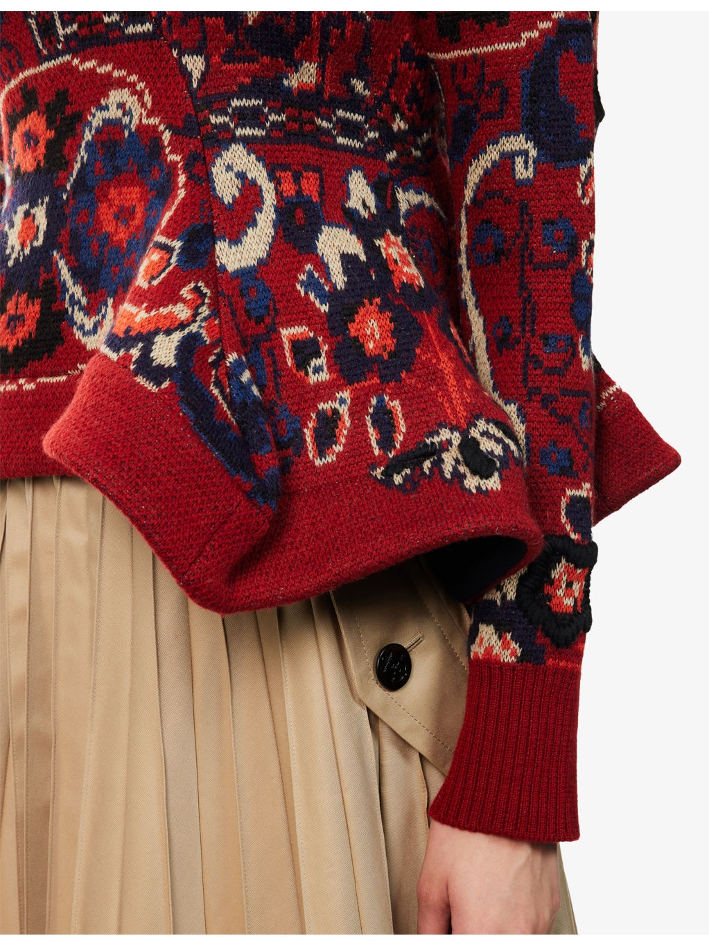 Floral Wavy-Hem Wool Jumper - 5