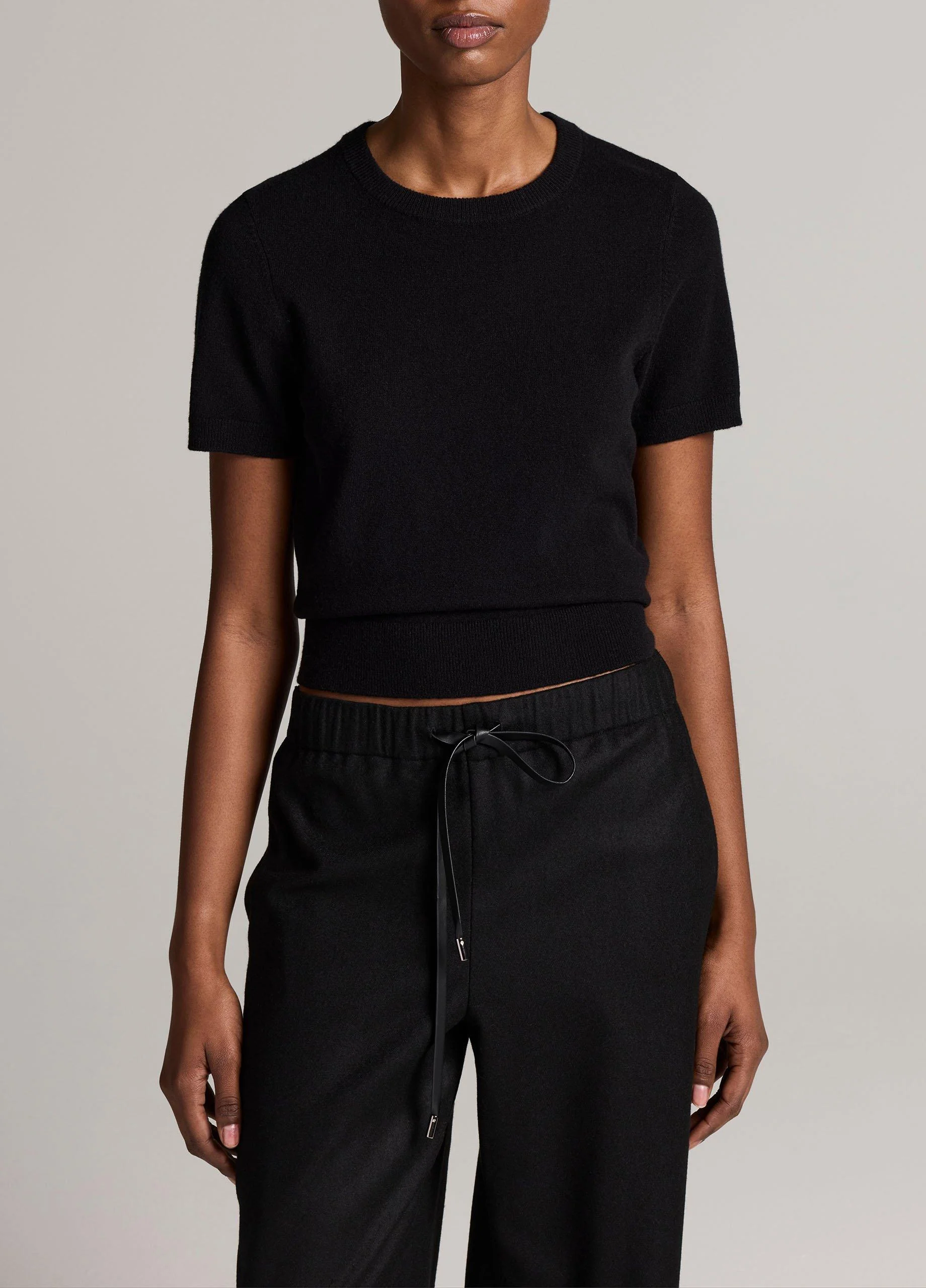 Wool & Cashmere-Blend Short-Sleeve Sweater - 1