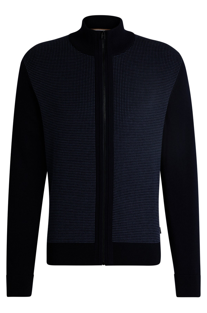 ZIP-UP CARDIGAN IN WOOL WITH MIXED STRUCTURES 1