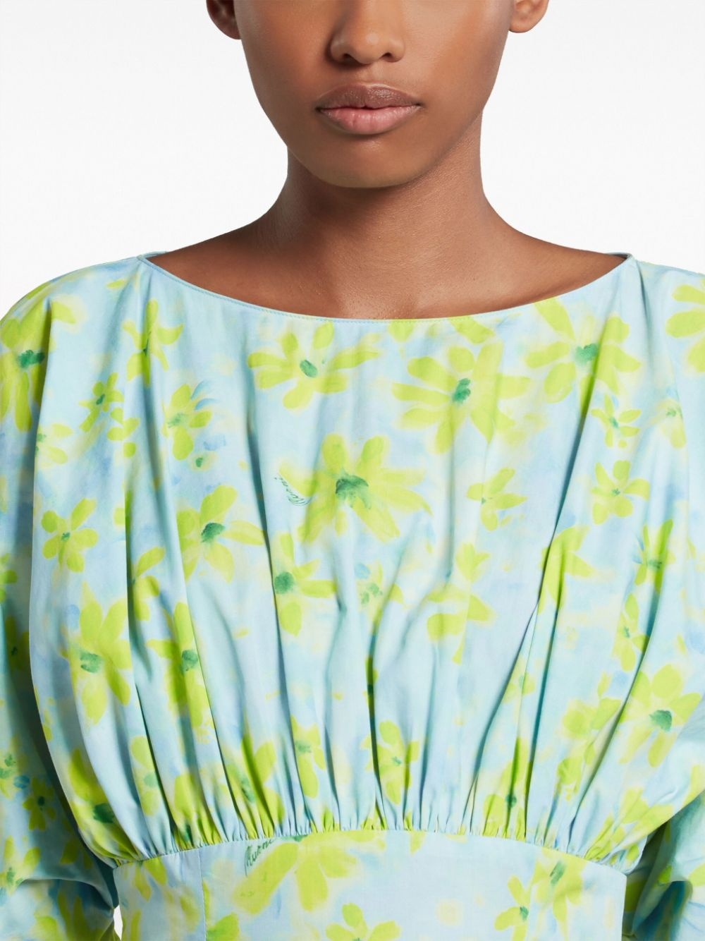 gathered floral-print cotton dress - 5