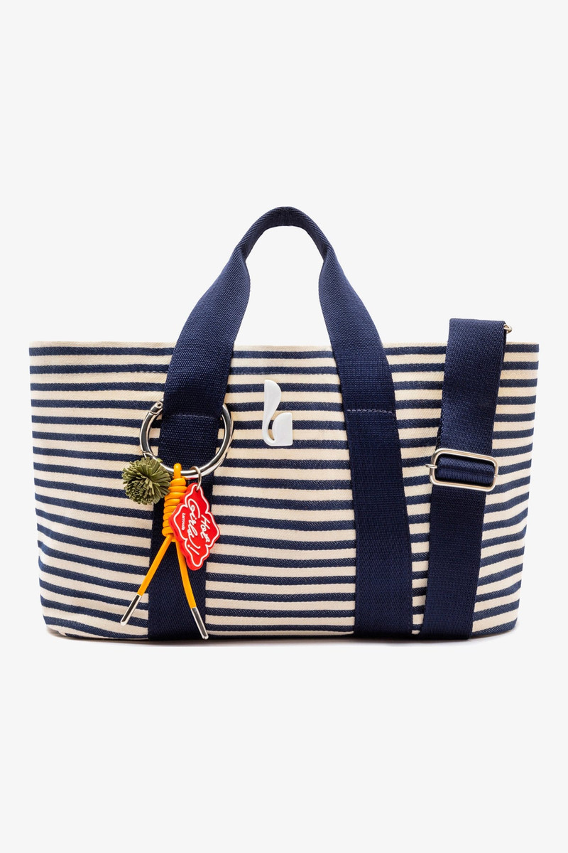 Americana Tote Bag In Indigo And Natural Awning Stripe 1