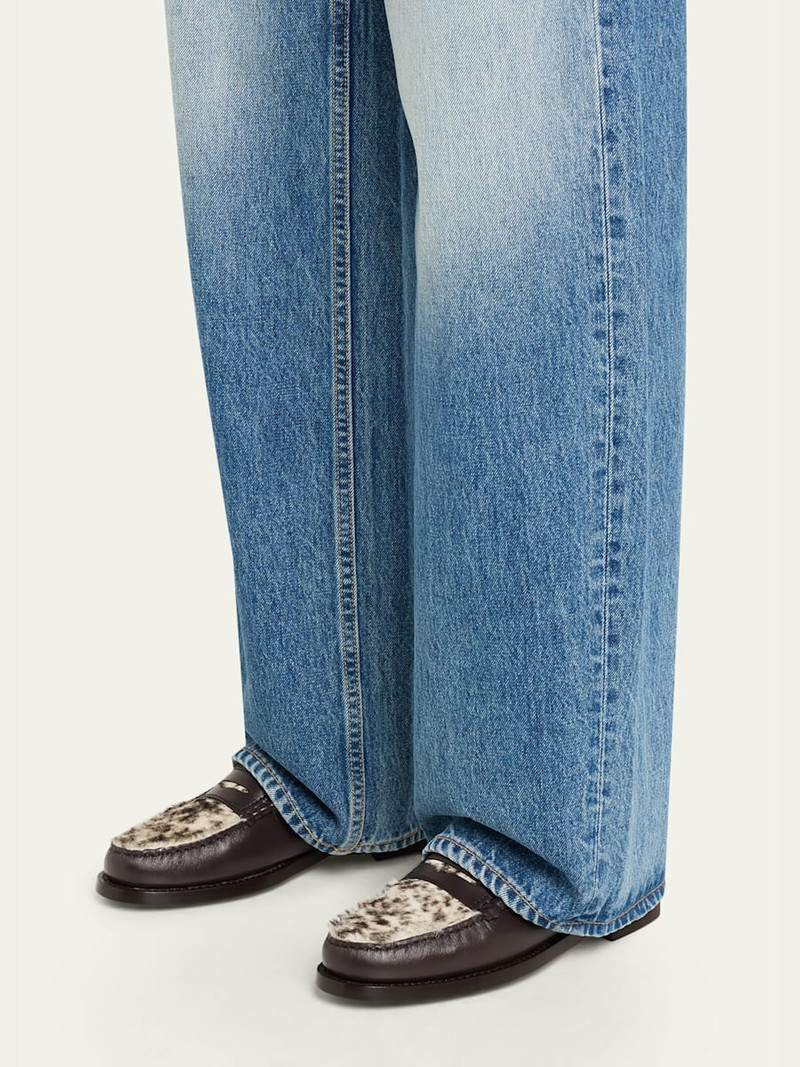 Tod's Leather and Pony Hair Penny Loafers outlook