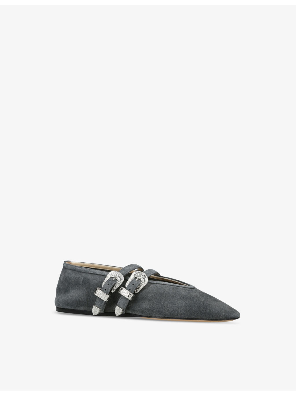 Claudia two-buckle suede flats - 3