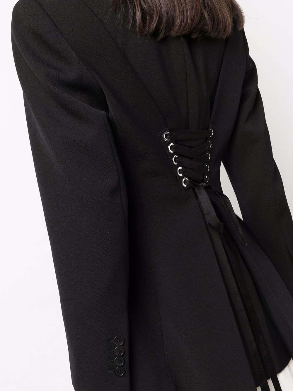 rear-tie single-breasted blazer - 5