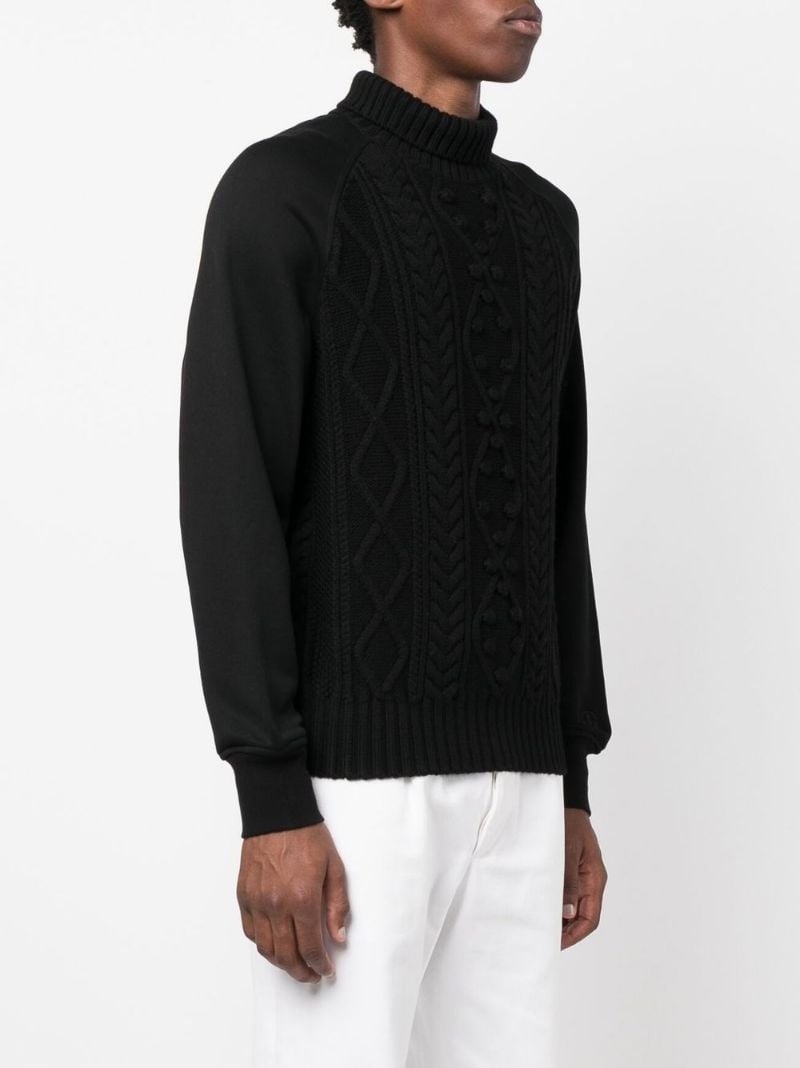 embroidered-logo sleeve knit jumper - 3