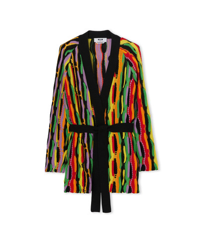 MSGM Cotton knit cardigan with multicolor ruffles outlook