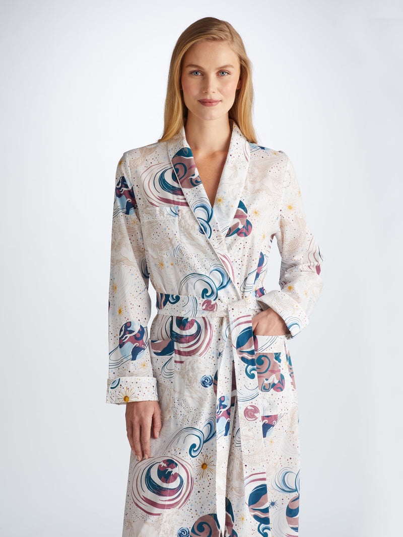 Women's Long Dressing Gown Ledbury 76 Cotton Batiste White - 2