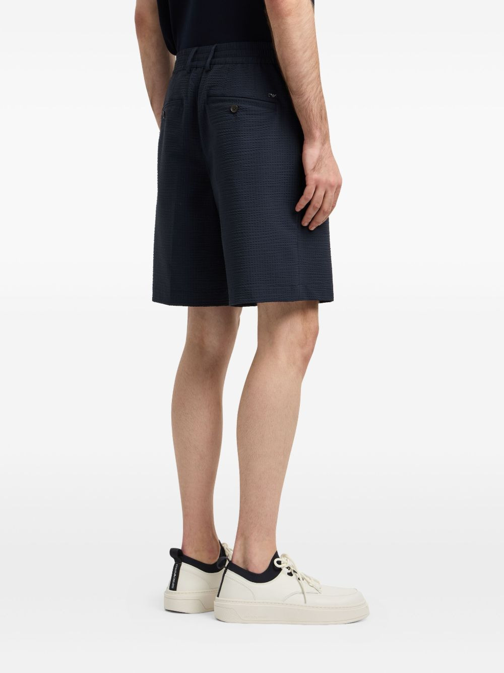 seersucker elastic-waist shorts - 4