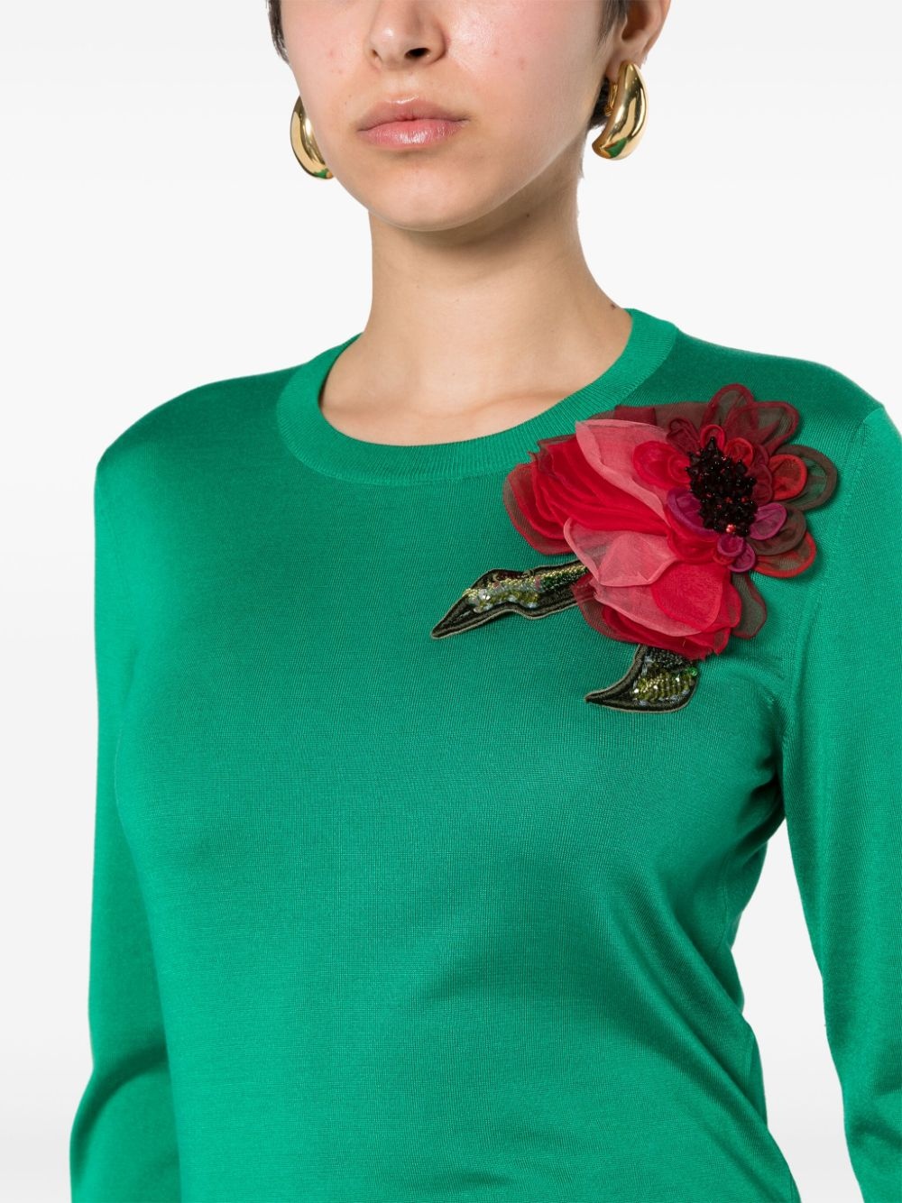 floral-appliquÃ© silk jumper - 5