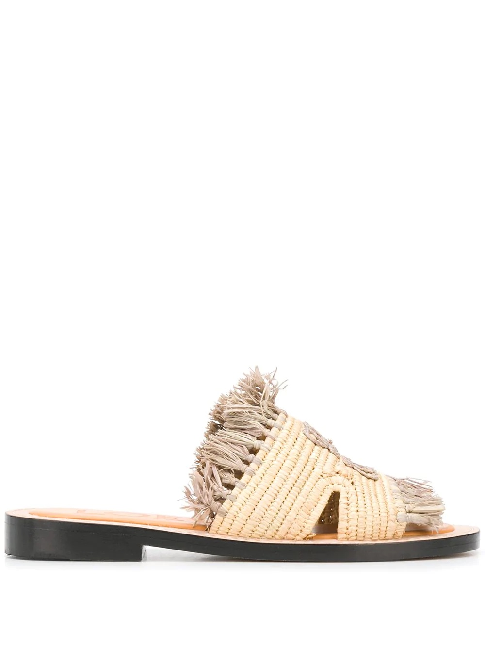 raffia flat sandals - 1