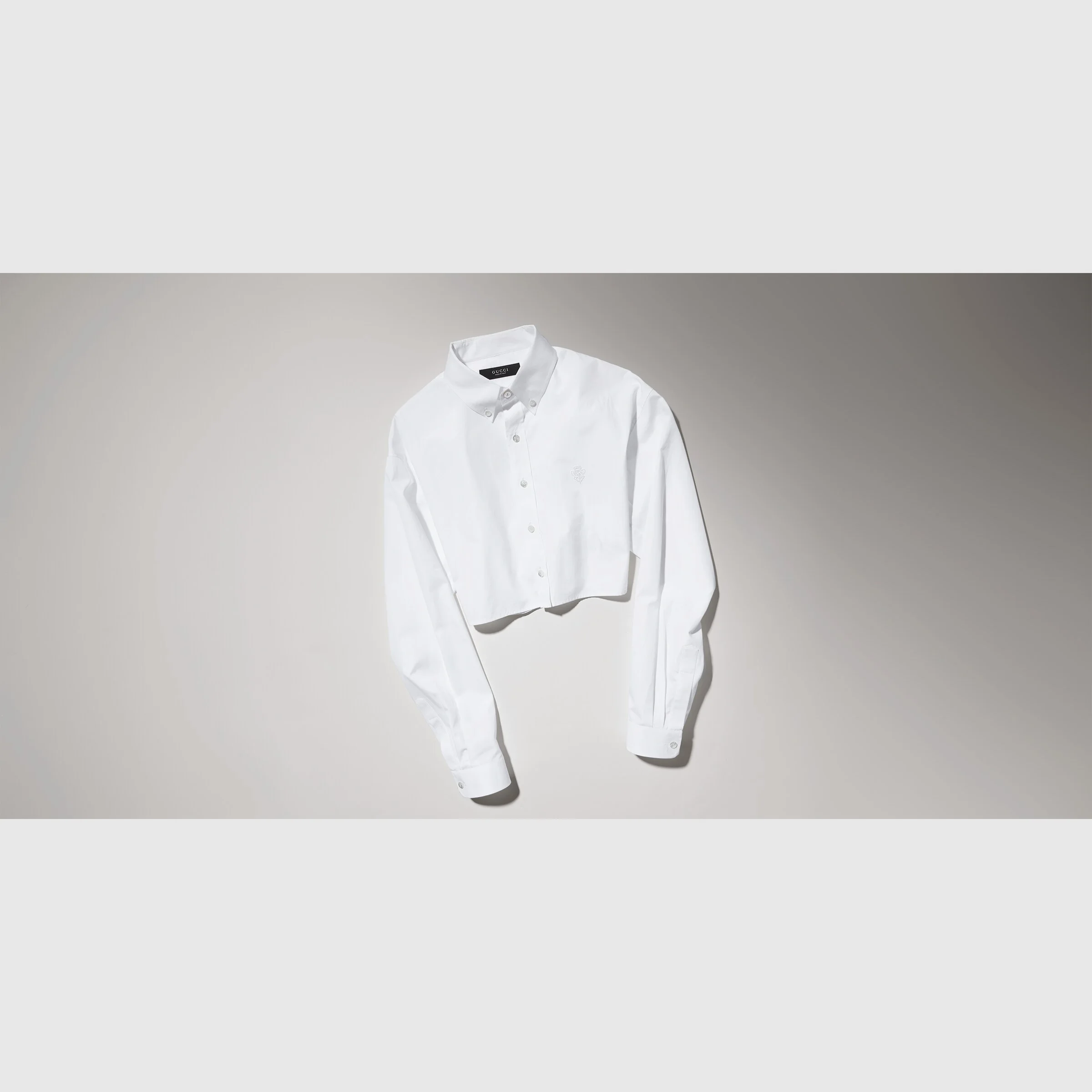 Cropped cotton poplin shirt - 1